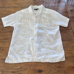 Daniel Cremieux Linen Shirt Mens Medium White Short Sleeve Button Up Top